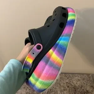 CROCS | Shoes | Black And Rainbow Platform Crocs | Poshmark display picture 2